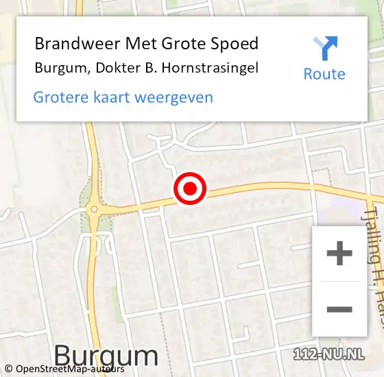 Locatie op kaart van de 112 melding: Brandweer Met Grote Spoed Naar Burgum, Dokter B. Hornstrasingel op 30 juni 2017 18:38