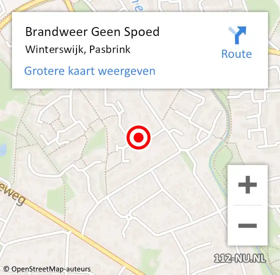 Locatie op kaart van de 112 melding: Brandweer Geen Spoed Naar Winterswijk, Pasbrink op 30 juni 2017 19:35