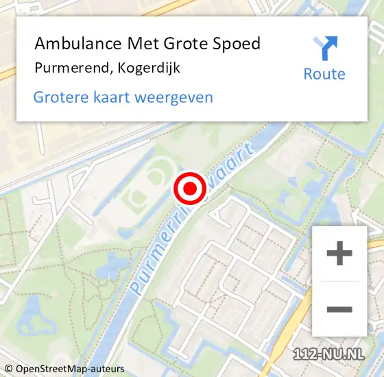 Locatie op kaart van de 112 melding: Ambulance Met Grote Spoed Naar Purmerend, Kogerdijk op 30 juni 2017 19:50