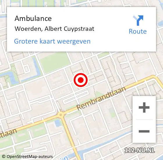 Locatie op kaart van de 112 melding: Ambulance Woerden, Albert Cuypstraat op 30 juni 2017 20:34