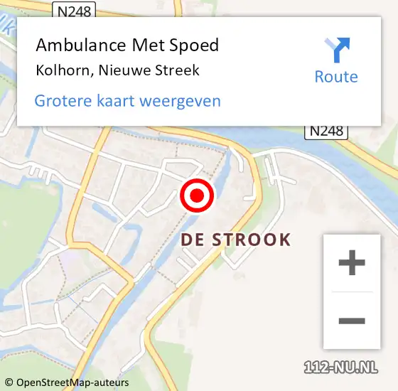 Locatie op kaart van de 112 melding: Ambulance Met Spoed Naar Kolhorn, Nieuwe Streek op 30 juni 2017 20:43