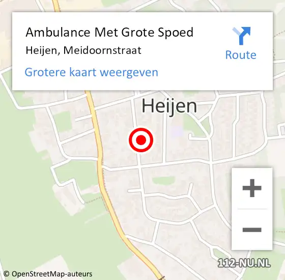 Locatie op kaart van de 112 melding: Ambulance Met Grote Spoed Naar Heijen, Meidoornstraat op 30 juni 2017 22:20