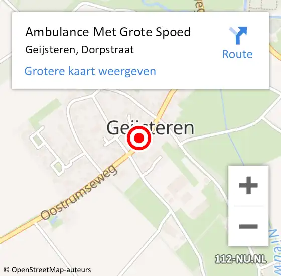 Locatie op kaart van de 112 melding: Ambulance Met Grote Spoed Naar Geijsteren, Dorpstraat op 30 juni 2017 22:32