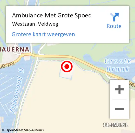 Locatie op kaart van de 112 melding: Ambulance Met Grote Spoed Naar Westzaan, Veldweg op 30 juni 2017 23:56