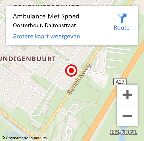 Locatie op kaart van de 112 melding: Ambulance Met Spoed Naar Oosterhout, Daltonstraat op 1 juli 2017 00:01