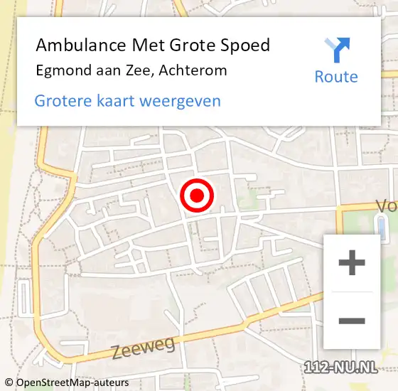 Locatie op kaart van de 112 melding: Ambulance Met Grote Spoed Naar Egmond aan Zee, Achterom op 1 juli 2017 00:41