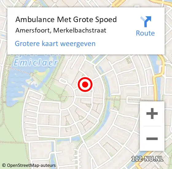 Locatie op kaart van de 112 melding: Ambulance Met Grote Spoed Naar Amersfoort, Merkelbachstraat op 1 juli 2017 02:13