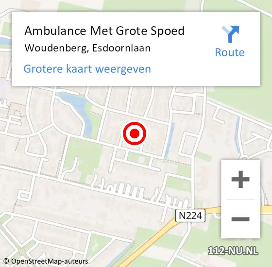 Locatie op kaart van de 112 melding: Ambulance Met Grote Spoed Naar Woudenberg, Esdoornlaan op 1 juli 2017 02:46