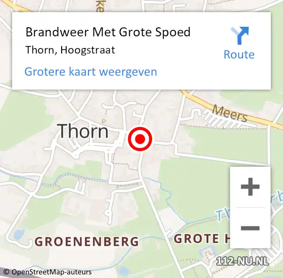 Locatie op kaart van de 112 melding: Brandweer Met Grote Spoed Naar Thorn, Hoogstraat op 1 juli 2017 03:38