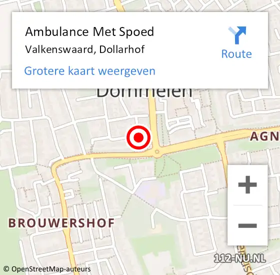 Locatie op kaart van de 112 melding: Ambulance Met Spoed Naar Valkenswaard, Dollarhof op 1 juli 2017 05:53