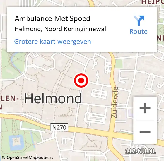 Locatie op kaart van de 112 melding: Ambulance Met Spoed Naar Helmond, Noord Koninginnewal op 1 juli 2017 09:01