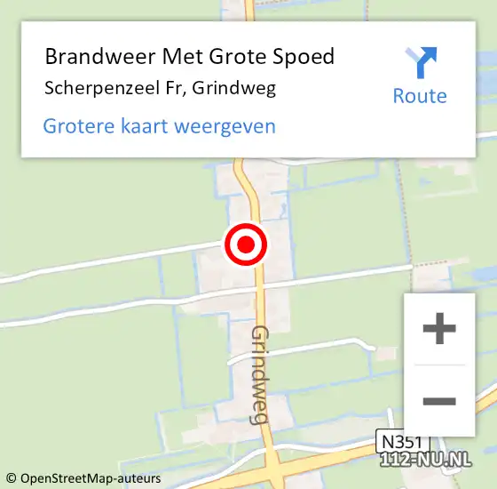 Locatie op kaart van de 112 melding: Brandweer Met Grote Spoed Naar Scherpenzeel Fr, Grindweg op 1 juli 2017 10:05