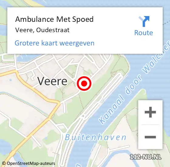 Locatie op kaart van de 112 melding: Ambulance Met Spoed Naar Veere, Oudestraat op 1 juli 2017 10:27