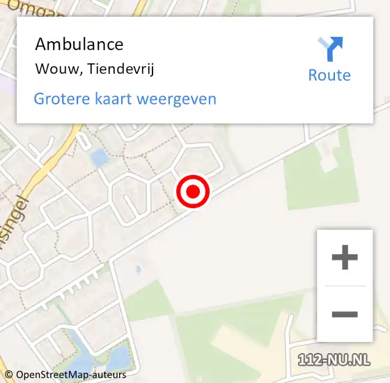 Locatie op kaart van de 112 melding: Ambulance Wouw, Tiendevrij op 1 juli 2017 11:11