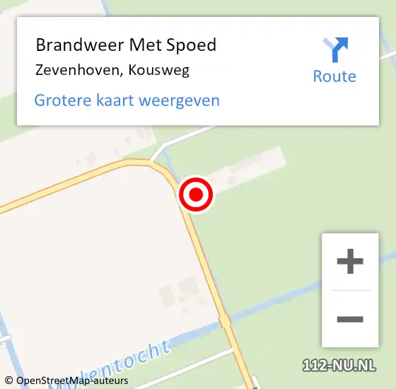 Locatie op kaart van de 112 melding: Brandweer Met Spoed Naar Zevenhoven, Kousweg op 1 juli 2017 11:13