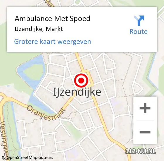 Locatie op kaart van de 112 melding: Ambulance Met Spoed Naar IJzendijke, Markt op 1 juli 2017 11:47