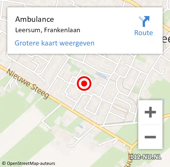 Locatie op kaart van de 112 melding: Ambulance Leersum, Frankenlaan op 1 juli 2017 11:48