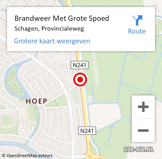 Locatie op kaart van de 112 melding: Brandweer Met Grote Spoed Naar Schagen, Provincialeweg op 1 juli 2017 12:02