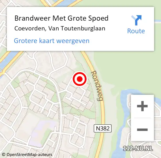 Locatie op kaart van de 112 melding: Brandweer Met Grote Spoed Naar Coevorden, Van Toutenburglaan op 1 juli 2017 12:03