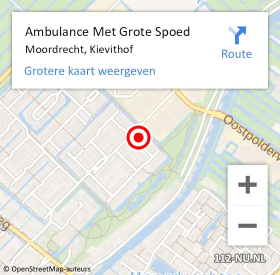 Locatie op kaart van de 112 melding: Ambulance Met Grote Spoed Naar Moordrecht, Kievithof op 1 juli 2017 12:22