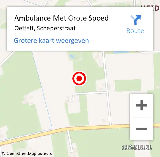 Locatie op kaart van de 112 melding: Ambulance Met Grote Spoed Naar Oeffelt, Scheperstraat op 1 juli 2017 12:54