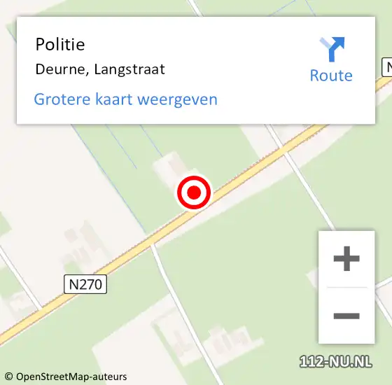 Locatie op kaart van de 112 melding: Politie Deurne, Langstraat op 1 juli 2017 12:57