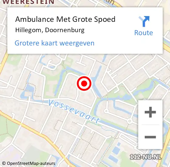 Locatie op kaart van de 112 melding: Ambulance Met Grote Spoed Naar Hillegom, Doornenburg op 1 juli 2017 13:48