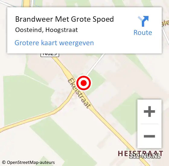 Locatie op kaart van de 112 melding: Brandweer Met Grote Spoed Naar Oosteind, Hoogstraat op 1 juli 2017 13:49