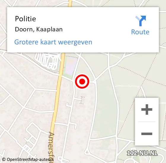 Locatie op kaart van de 112 melding: Politie Doorn, Kaaplaan op 1 juli 2017 14:12