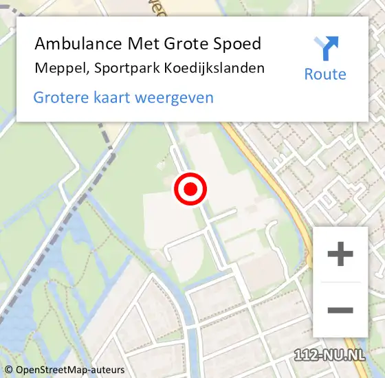 Locatie op kaart van de 112 melding: Ambulance Met Grote Spoed Naar Meppel, Sportpark Koedijkslanden op 1 juli 2017 14:12