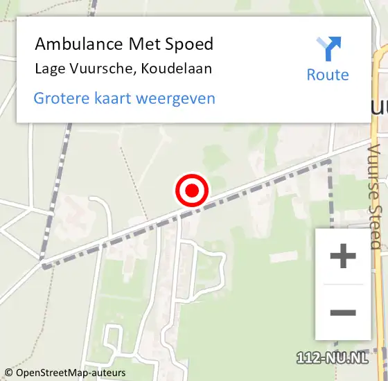 Locatie op kaart van de 112 melding: Ambulance Met Spoed Naar Lage Vuursche, Koudelaan op 1 juli 2017 14:36