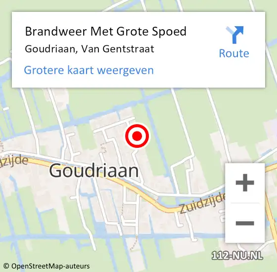 Locatie op kaart van de 112 melding: Brandweer Met Grote Spoed Naar Goudriaan, Van Gentstraat op 1 juli 2017 14:51