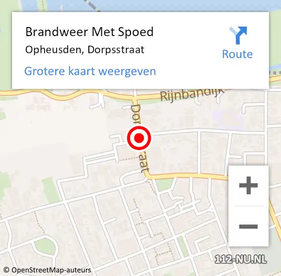 Locatie op kaart van de 112 melding: Brandweer Met Spoed Naar Opheusden, Dorpsstraat op 1 juli 2017 15:28