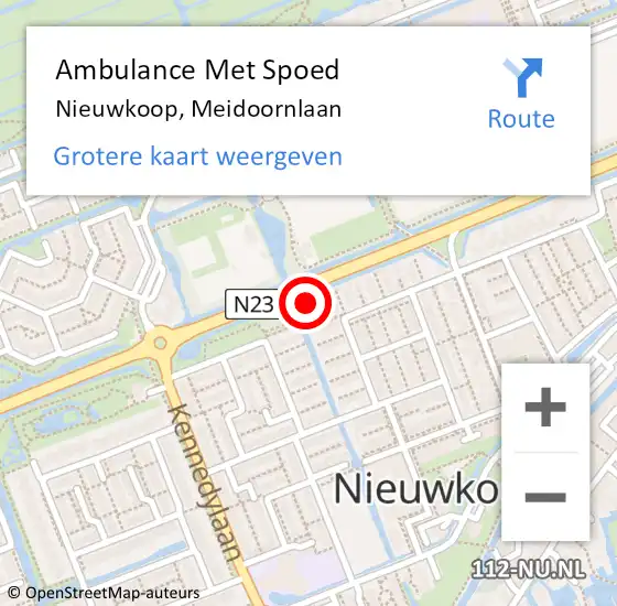 Locatie op kaart van de 112 melding: Ambulance Met Spoed Naar Nieuwkoop, Meidoornlaan op 1 juli 2017 15:40