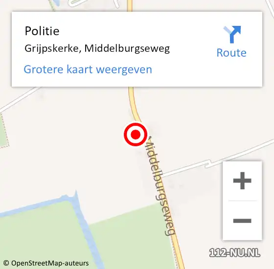 Locatie op kaart van de 112 melding: Politie Grijpskerke, Middelburgseweg op 1 juli 2017 15:50