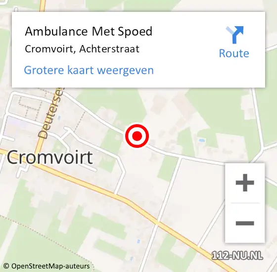 Locatie op kaart van de 112 melding: Ambulance Met Spoed Naar Cromvoirt, Achterstraat op 1 juli 2017 15:52