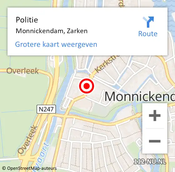 Locatie op kaart van de 112 melding: Politie Monnickendam, Zarken op 1 juli 2017 15:55