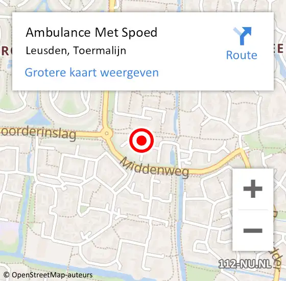 Locatie op kaart van de 112 melding: Ambulance Met Spoed Naar Leusden, Toermalijn op 1 juli 2017 16:53