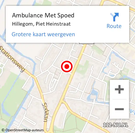 Locatie op kaart van de 112 melding: Ambulance Met Spoed Naar Hillegom, Piet Heinstraat op 1 juli 2017 16:54