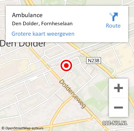 Locatie op kaart van de 112 melding: Ambulance Den Dolder, Fornheselaan op 1 juli 2017 16:56