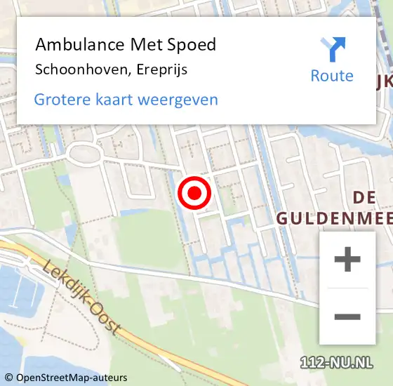 Locatie op kaart van de 112 melding: Ambulance Met Spoed Naar Schoonhoven, Ereprijs op 1 juli 2017 17:15