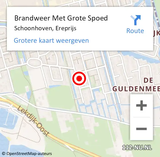 Locatie op kaart van de 112 melding: Brandweer Met Grote Spoed Naar Schoonhoven, Ereprijs op 1 juli 2017 17:36