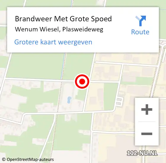 Locatie op kaart van de 112 melding: Brandweer Met Grote Spoed Naar Wenum Wiesel, Plasweideweg op 1 juli 2017 17:39