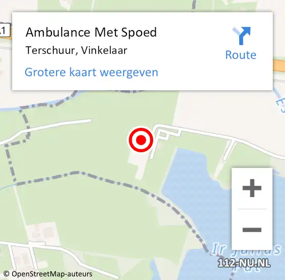 Locatie op kaart van de 112 melding: Ambulance Met Spoed Naar Terschuur, Vinkelaar op 1 juli 2017 18:05