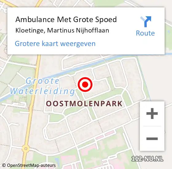 Locatie op kaart van de 112 melding: Ambulance Met Grote Spoed Naar Kloetinge, Martinus Nijhofflaan op 1 juli 2017 18:16