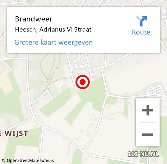 Locatie op kaart van de 112 melding: Brandweer Heesch, Adrianus Vi Straat op 25 januari 2014 17:03