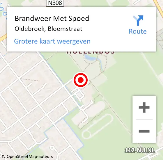 Locatie op kaart van de 112 melding: Brandweer Met Spoed Naar Oldebroek, Bloemstraat op 1 juli 2017 18:48