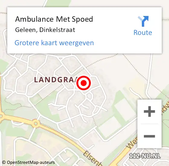 Locatie op kaart van de 112 melding: Ambulance Met Spoed Naar Geleen, Dinkelstraat op 25 januari 2014 17:11