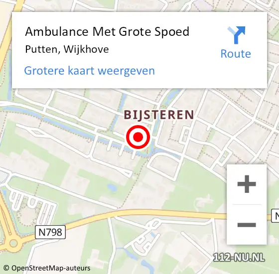 Locatie op kaart van de 112 melding: Ambulance Met Grote Spoed Naar Putten, Wijkhove op 1 juli 2017 20:35