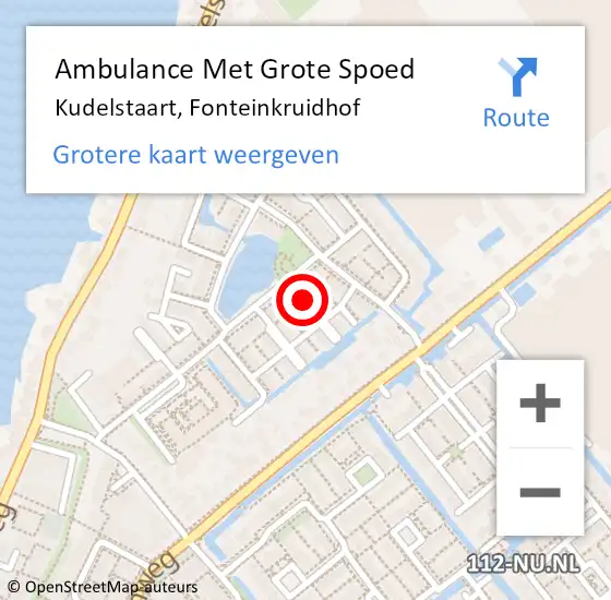 Locatie op kaart van de 112 melding: Ambulance Met Grote Spoed Naar Kudelstaart, Fonteinkruidhof op 1 juli 2017 21:33